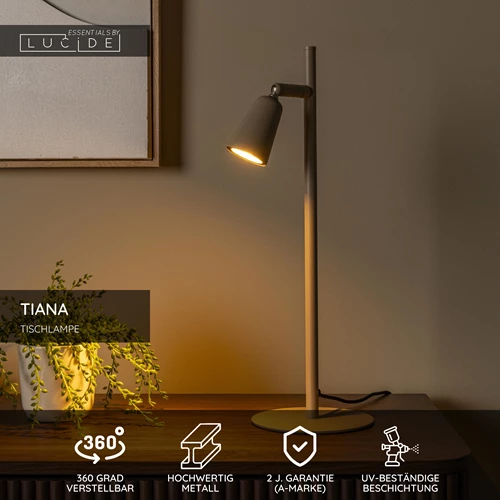 Lucide TIANA - Tischlampe - 1xGU10 - Taupe | Essential - USP